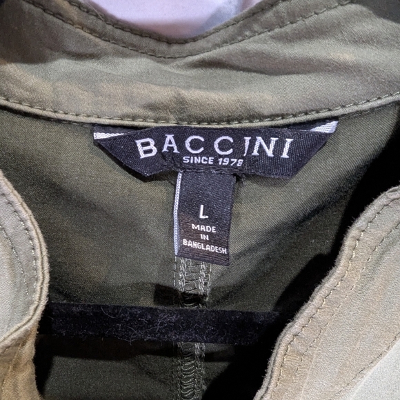 Baccini Army Green jacket, lightweight, size LARGE 4 front pockets. Button up - Picture 4 of 14